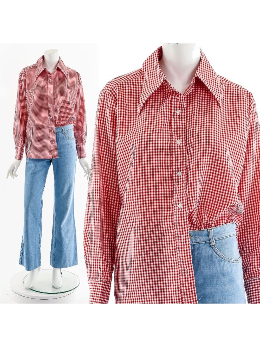 Red Gingham Blouse 90s